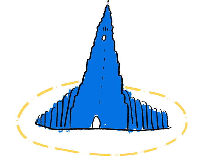 Teikning af Hallgrímskirkju