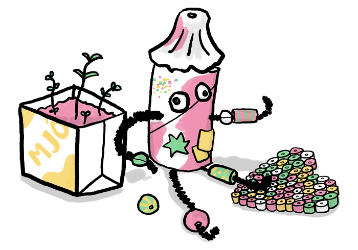 Illustration of children's arts and crafts at preschool.