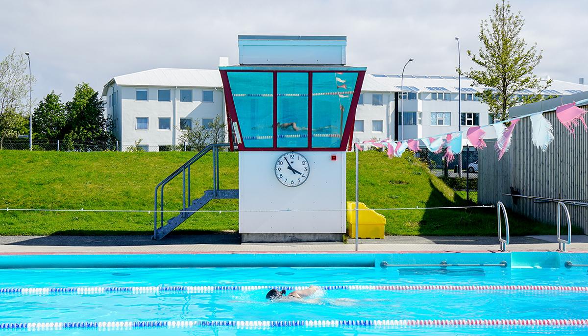 25-meter pool and watchtower in Vesturbæjarlaug Pool