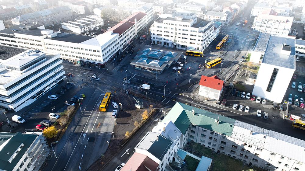 Loftmynd af Hlemmi og nágrenni.