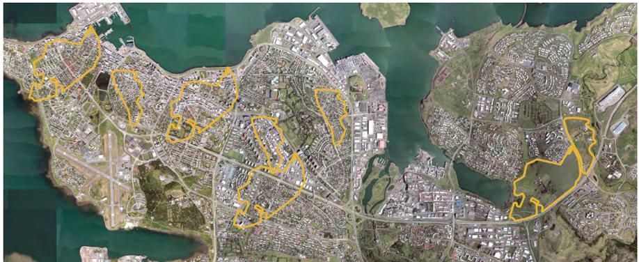 Kort af Reykjavík.