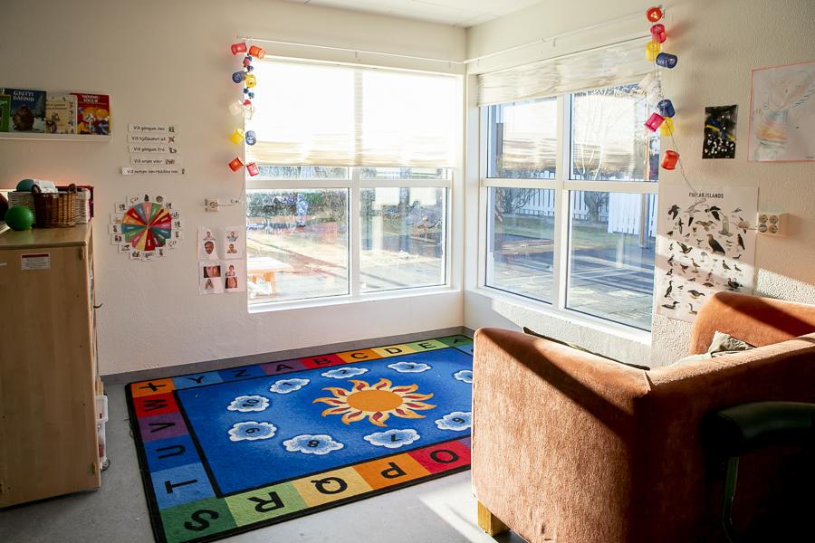 Indoor play area at Heiðarborg.