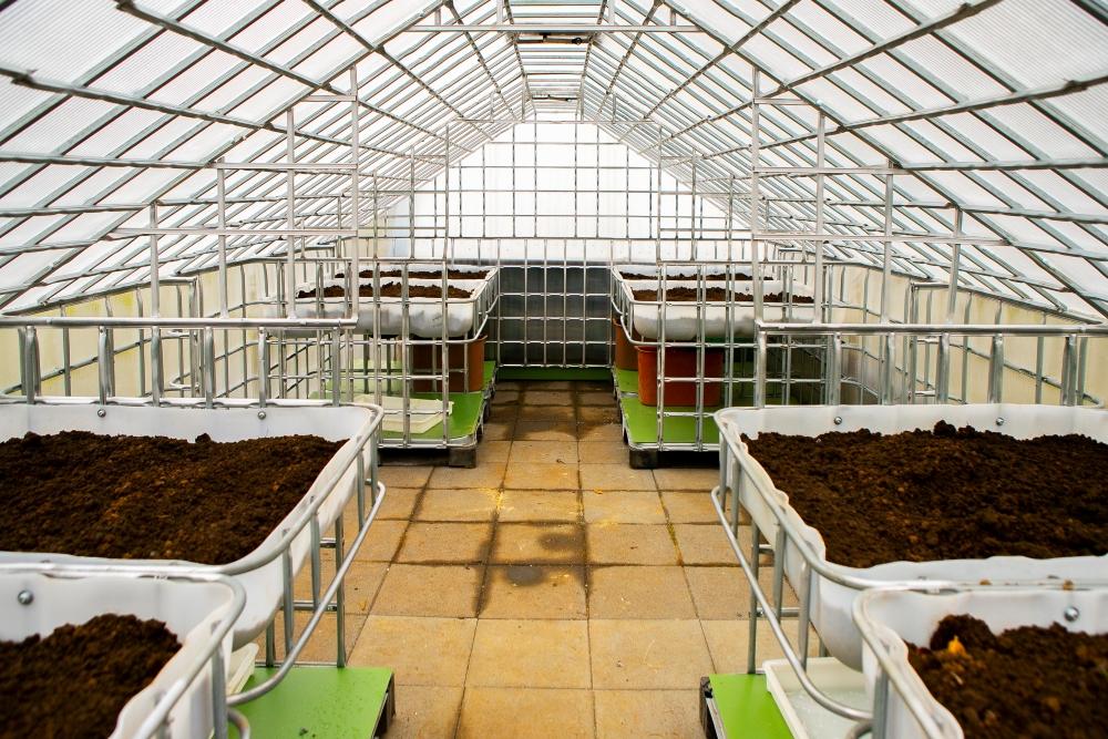 A greenhouse on the grounds of Stakkaborg preschool.