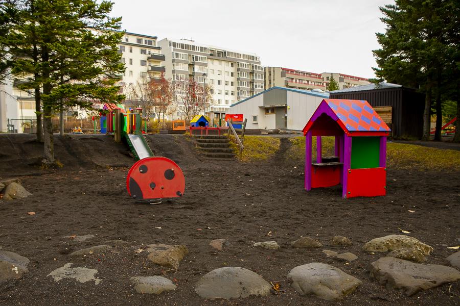 Playground equipment on Suðurborg's grounds.