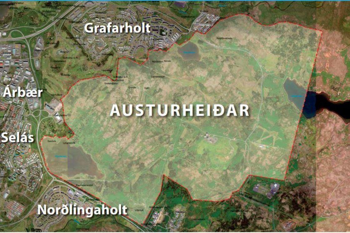 Yfirlitsmynda af Austurheiðum