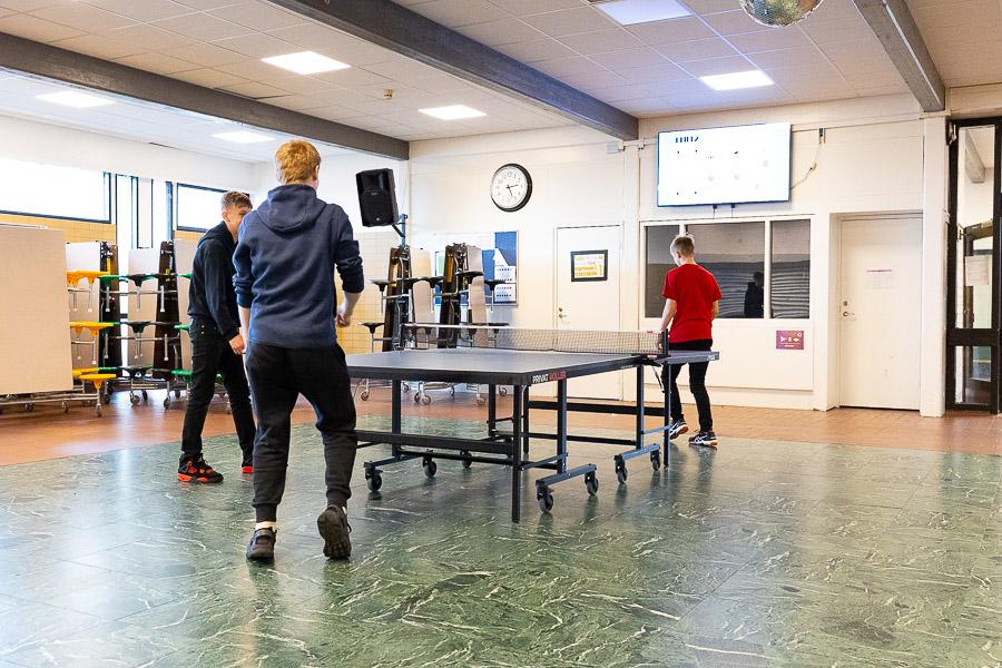 Young people playing ping-pong. 