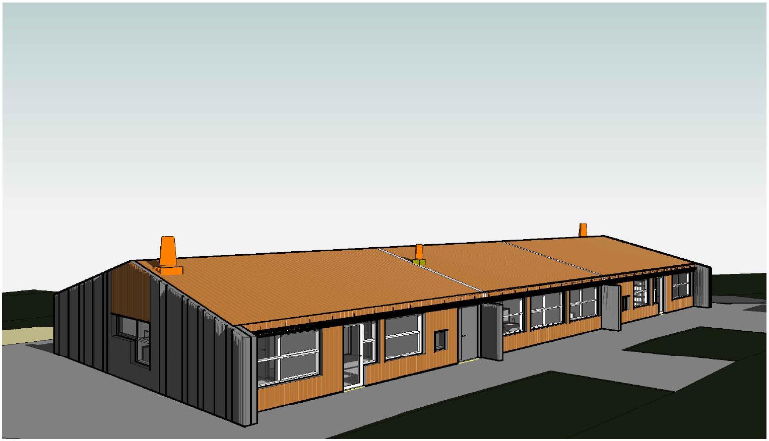 Norðaustur ásýnd - Arkitektateikning