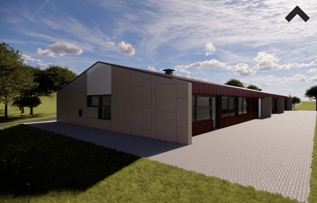 Hálsaskógur, Hálsaborg - Suðvestur ásýnd - Arkitektateikning