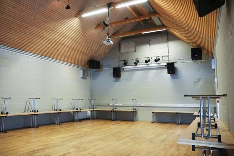 The hall in Hlaðan at Gufunesbær.