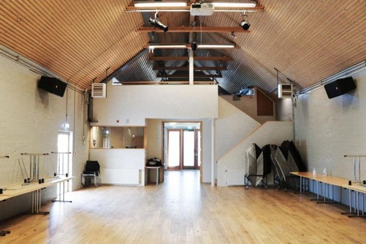 The hall in Hlaðan at Gufunesbær.