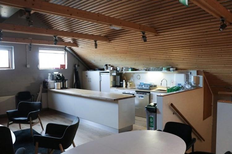 Kitchen nook in Hlaðan at Gufunesbær.
