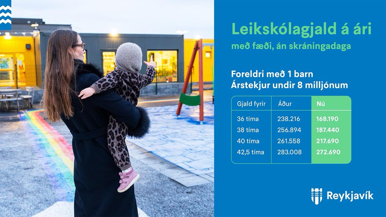 Leikskólaleiðin, dæmi sem sýna mismunandi afsláttarflokka.