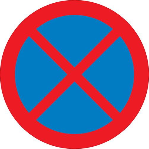 Umferðarmerki. Bannað að stöðva ökutæki.